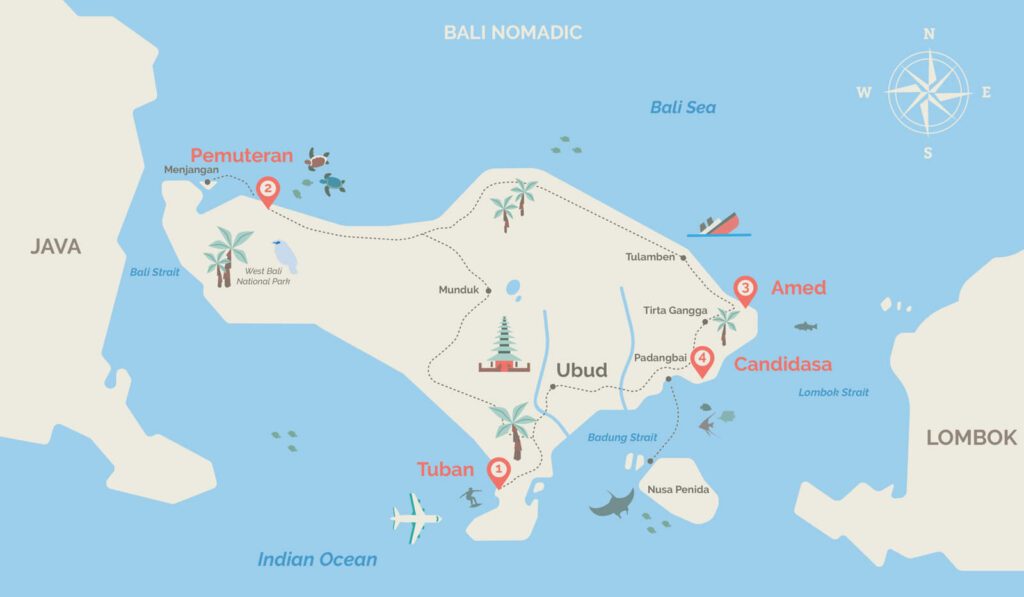 Bali Map Pemuteran Diving PADI Course 1024x597 