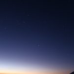 Stars and sunrise on Batur volcano